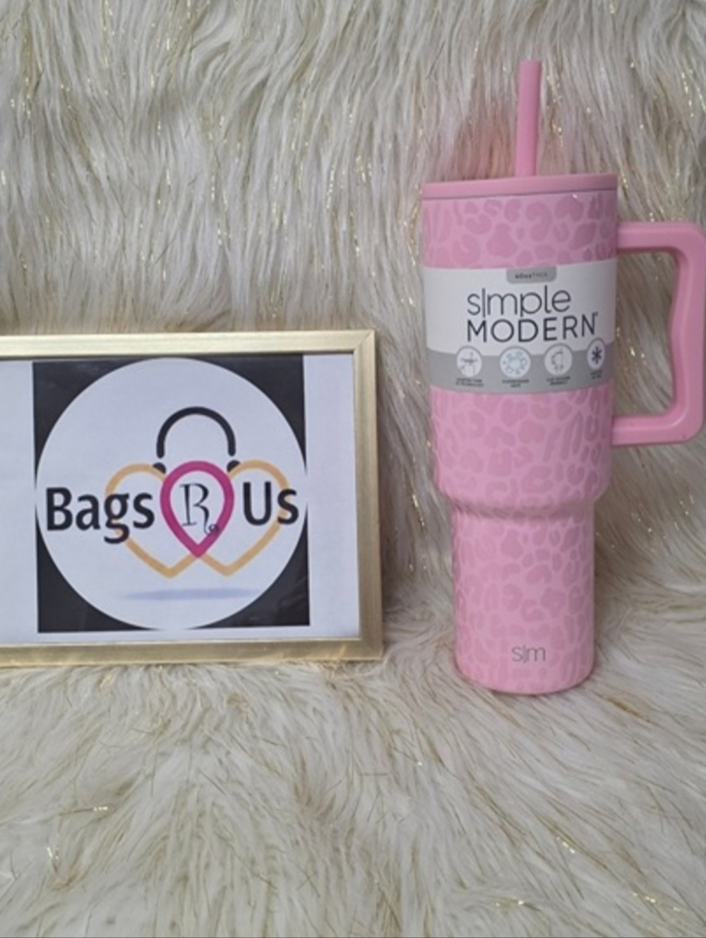 SIMPLE MODERN 40 OZ TREK TUMBLER BLUSH PINK LEOPARD FULL PATTERN NEW FAST SHIP